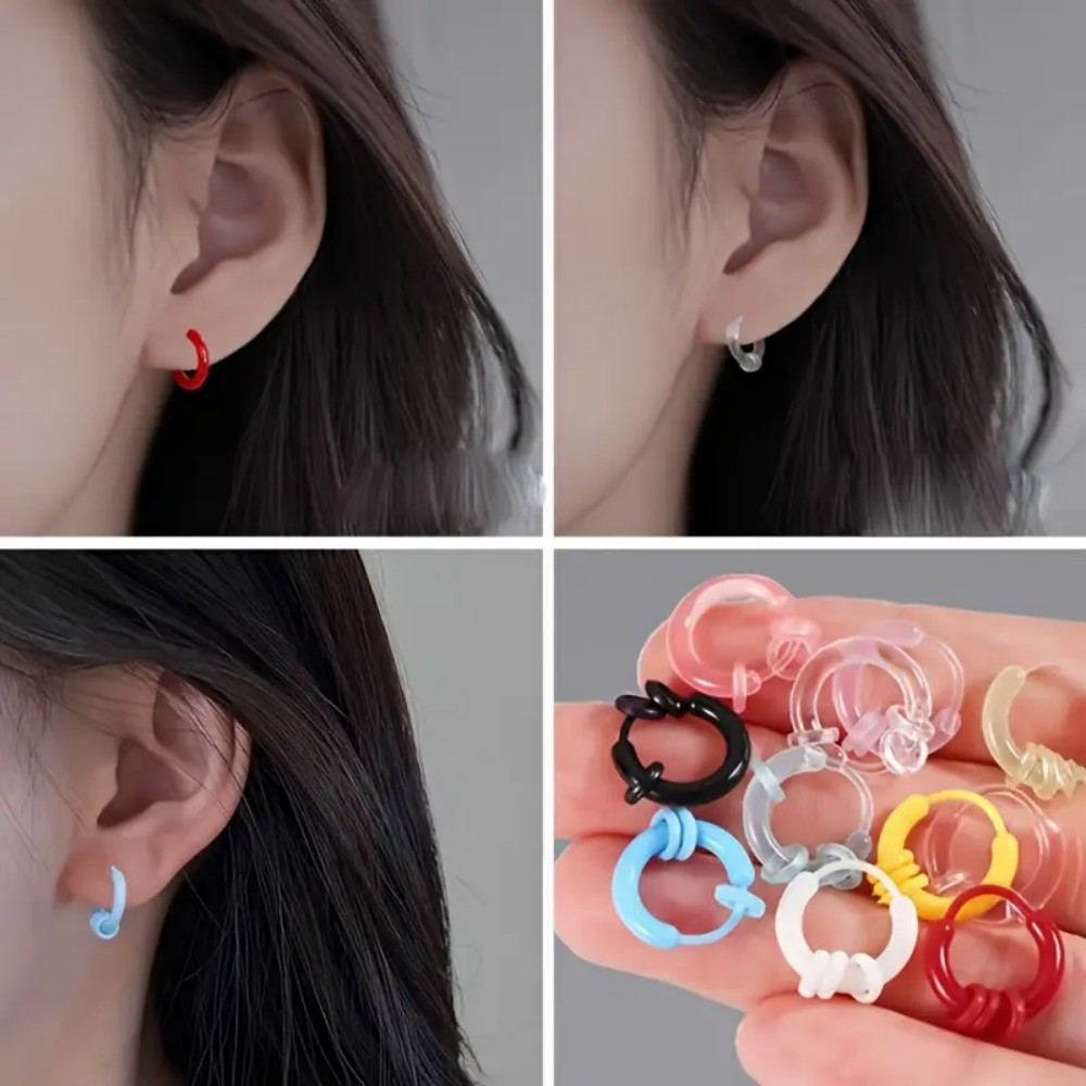 30pcs Assorted Multicolor Resin Earrings Set, Cute Style